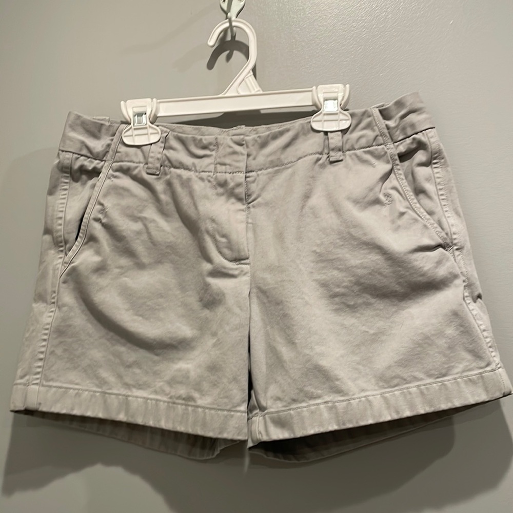 J.Crew, broken in boyfriend shorts size 4. Women’s light gray shorts.